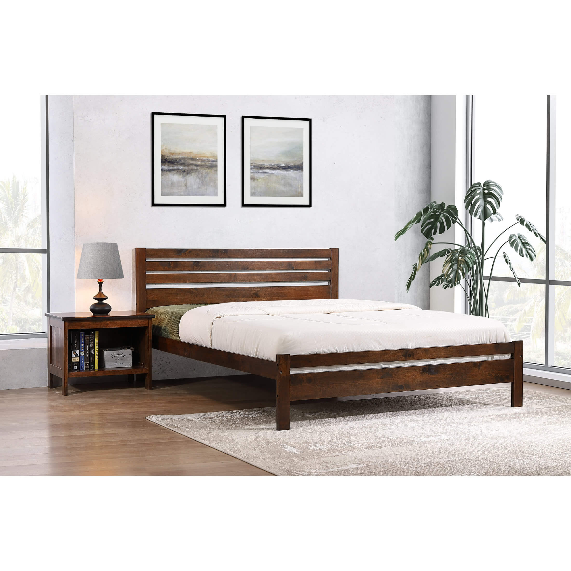 Astley King Size Bed Solid Hardwood Antique Oak WT Home Centre